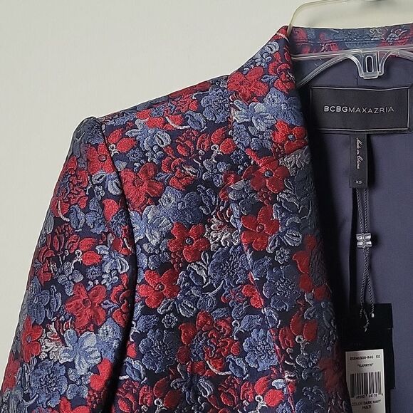 NWT BCBG Max Azria XS Kamryn Paisely Jaquard Blazer Jacket Luxury Statement - Picture 3 of 16